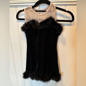 Size 8 Child Size Immediate Black Dance Costume with Tan Bodice Feather …
